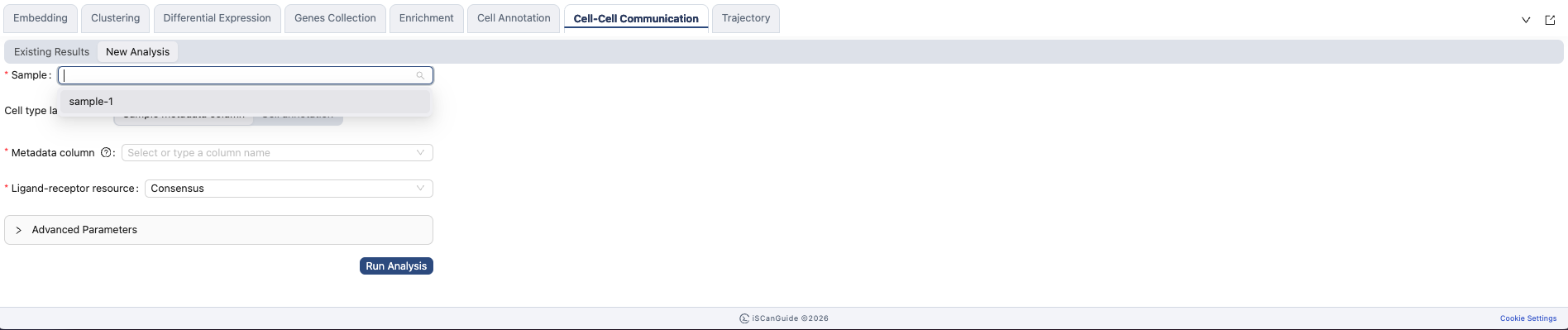 Cell-Cell Communication, step 3: Choose a sample
