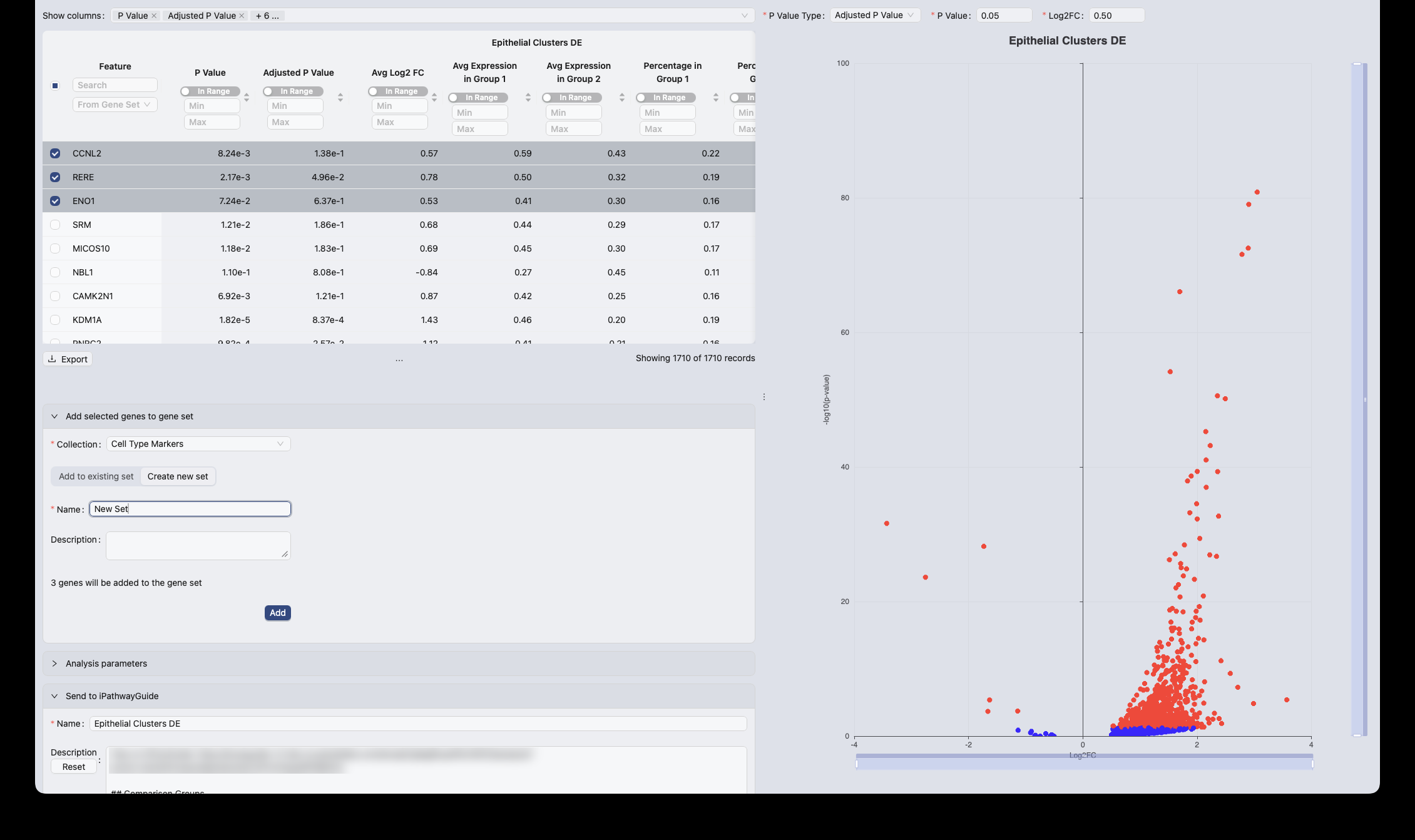 Differential Expression, step 10: Save genes to a gene set