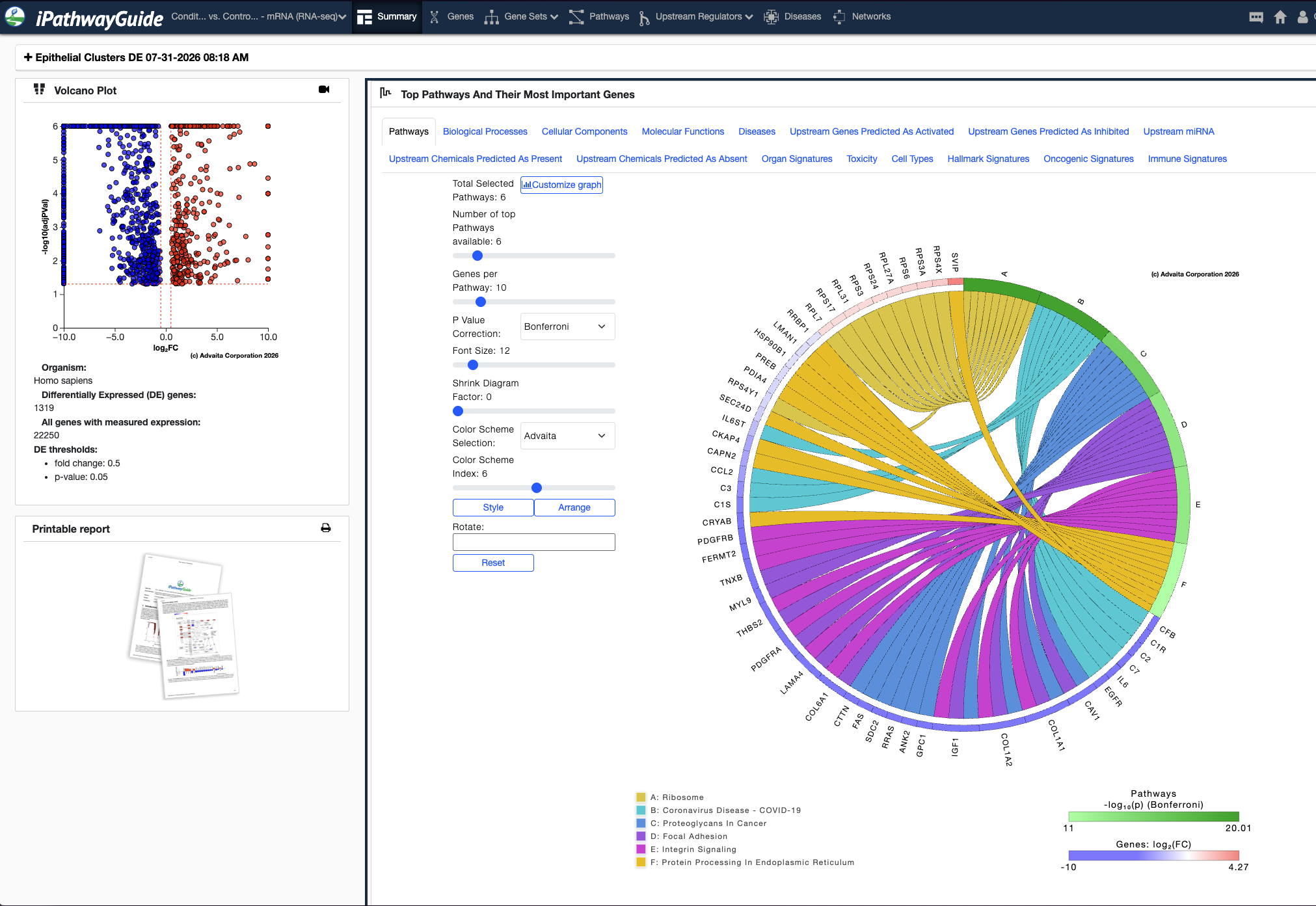 Differential Expression, step 12: Track your iPathwayGuide report