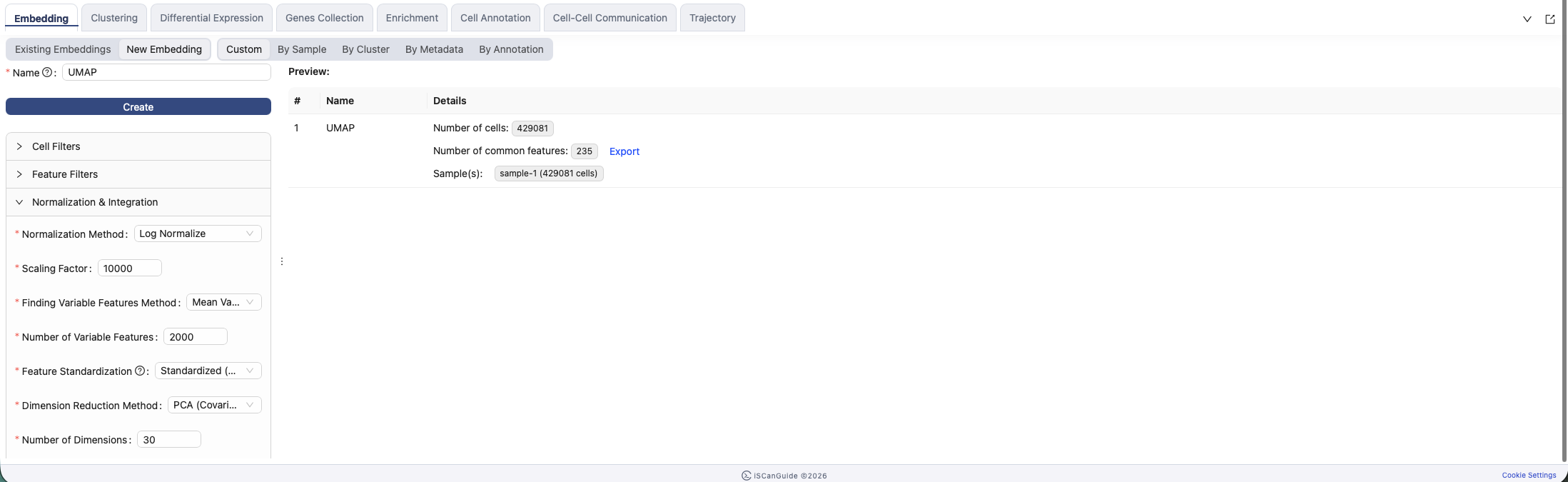 Embedding, step 6: Normalization and standardization