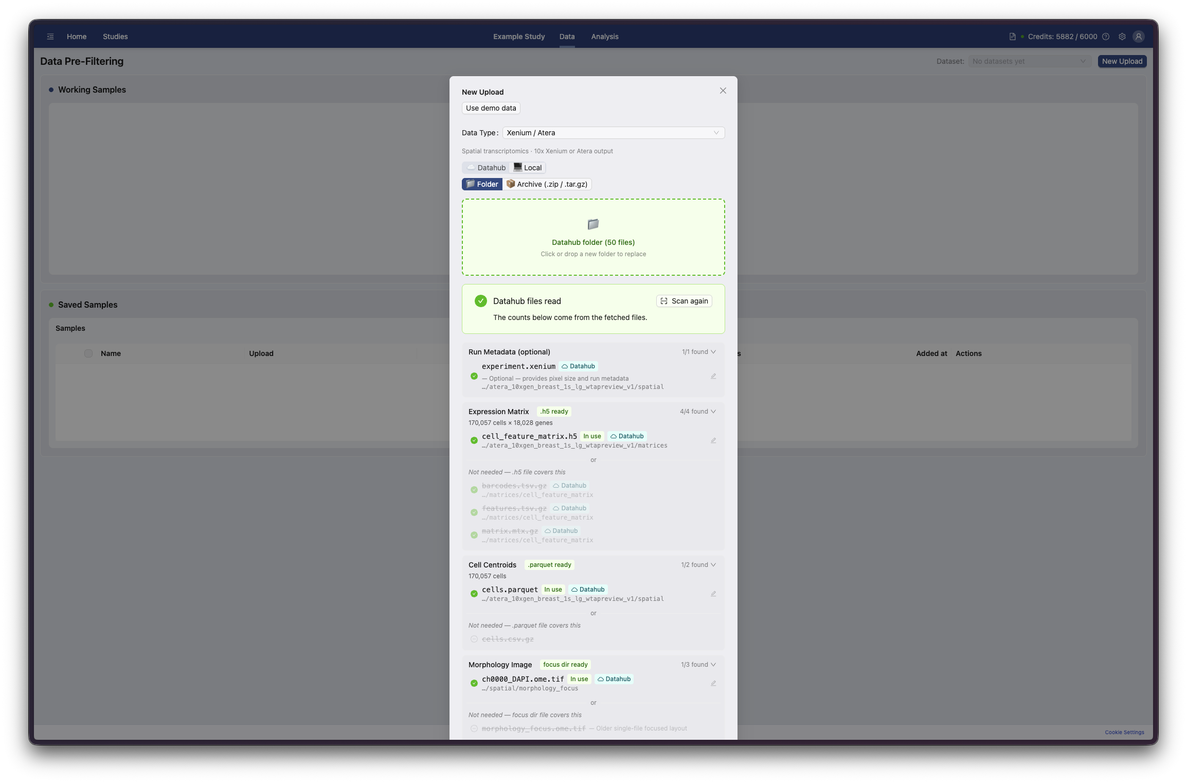Create Study and Upload Data, step 9: Required and optional files